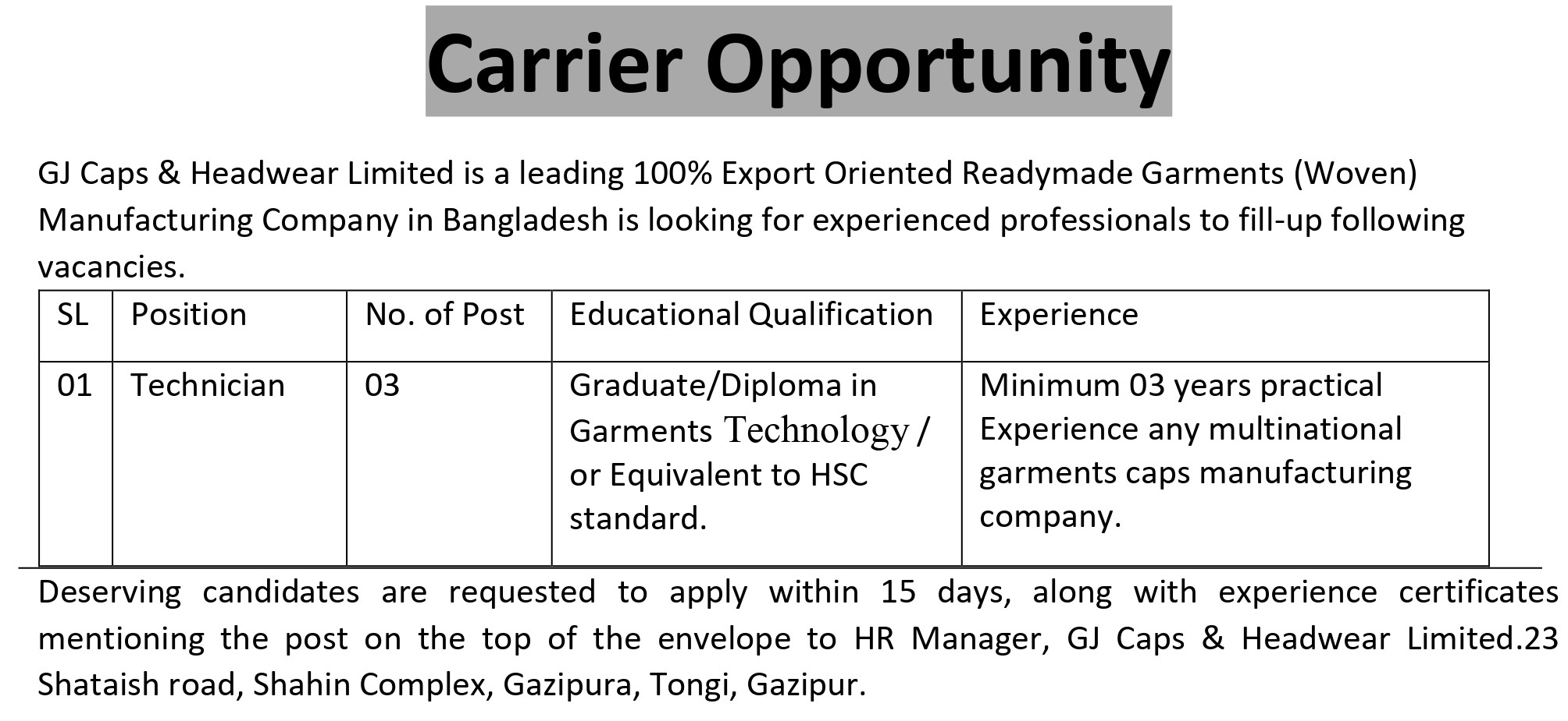 Job Circular