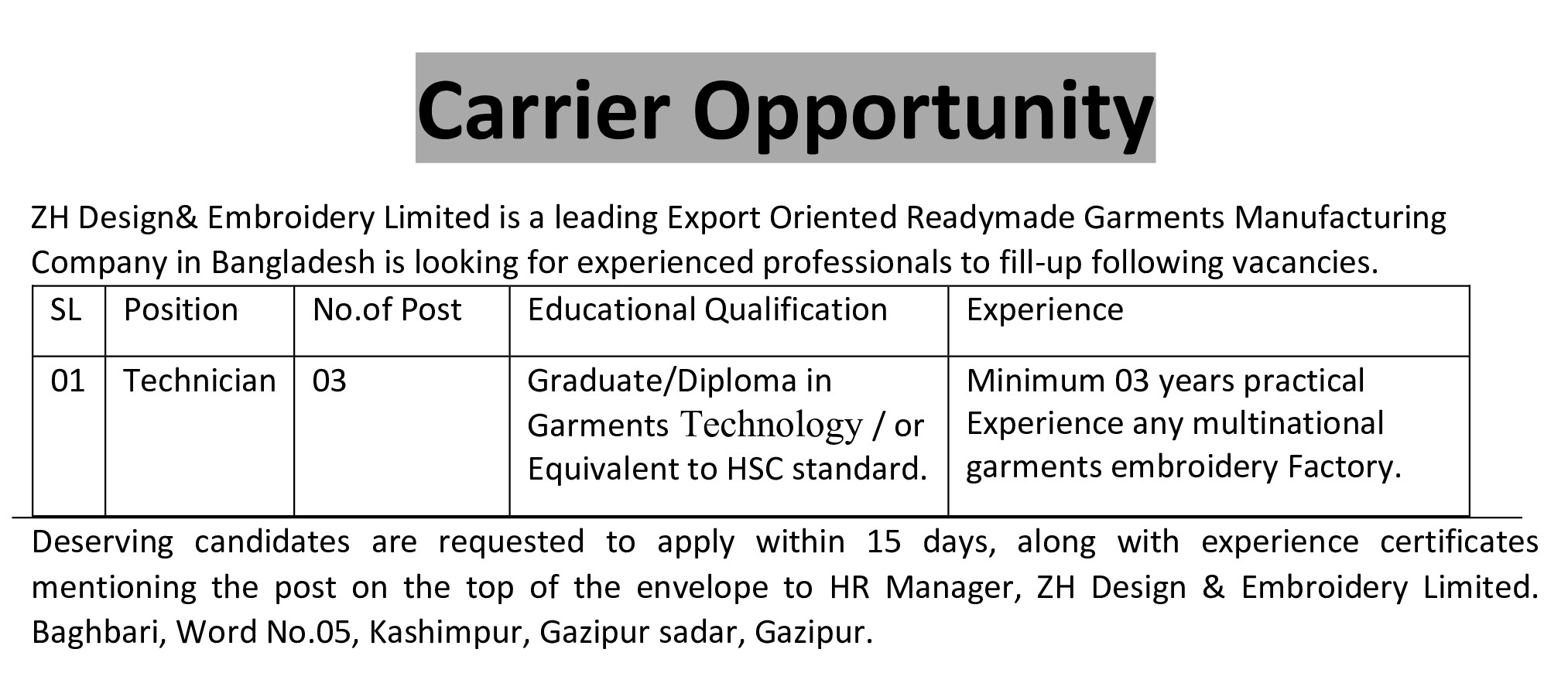 Job Circular